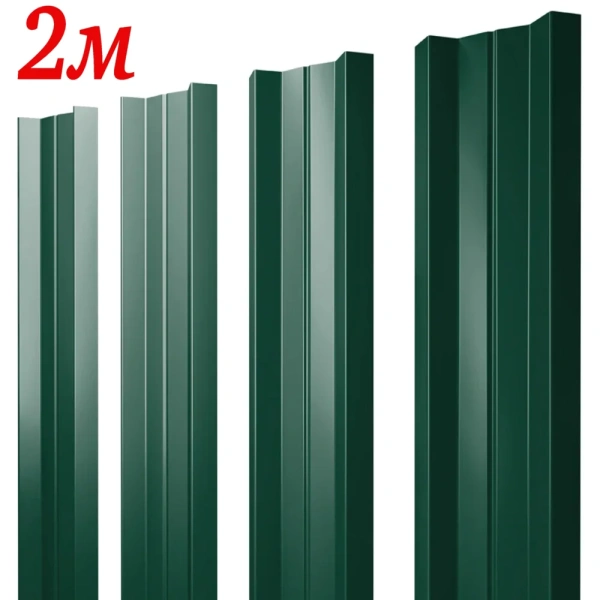 Евроштакетник М-образный Зеленый RAL 6005 двусторонний 2м